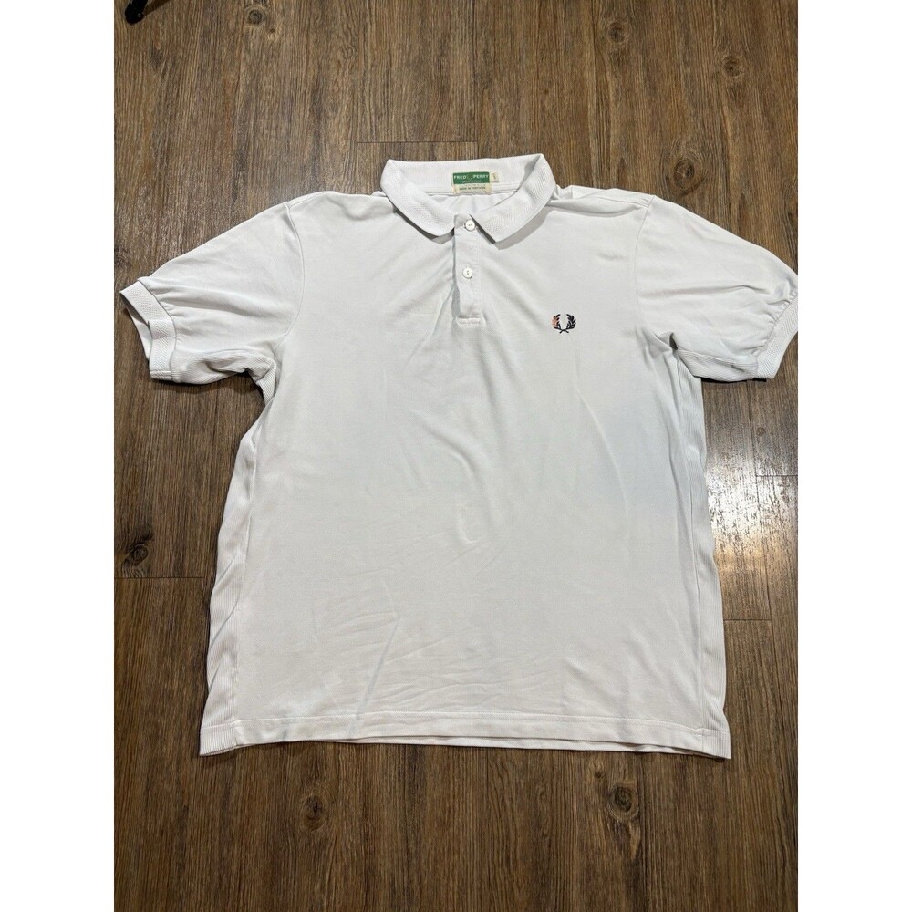Fred Perry Polo Shirt Mens Large White Short Sleeve Preppy Logo